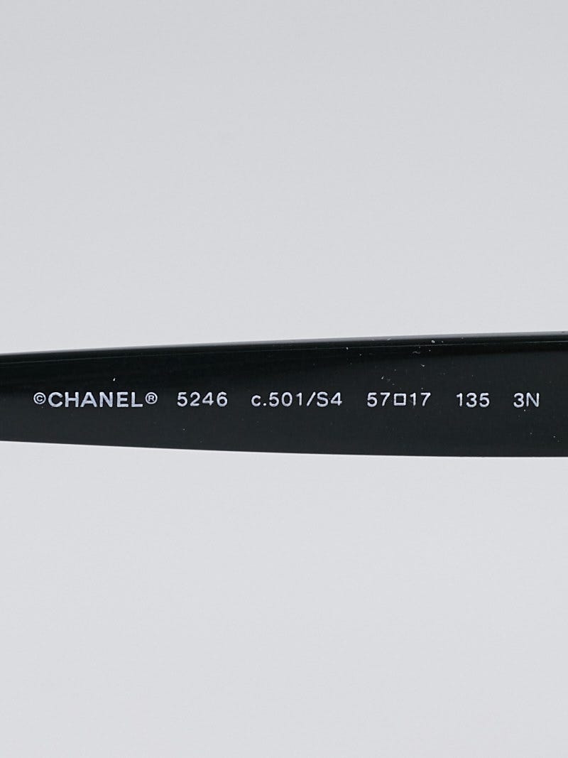 Chanel Black Acetate Frame Camellia Print Sunglasses-5246