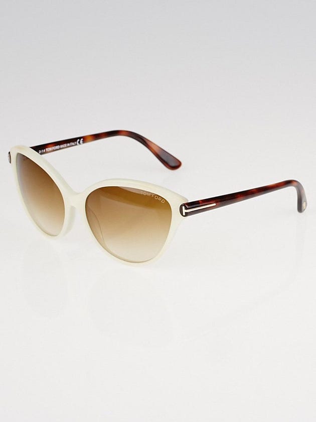 Tom Ford White Acetate Cat-Eye Priscila Sunglasses- TF 342