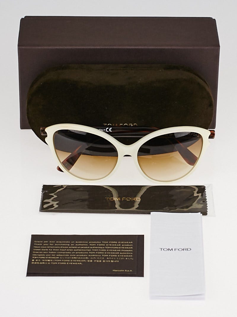 Tom Ford White Acetate Cat-Eye Priscila Sunglasses- TF 342