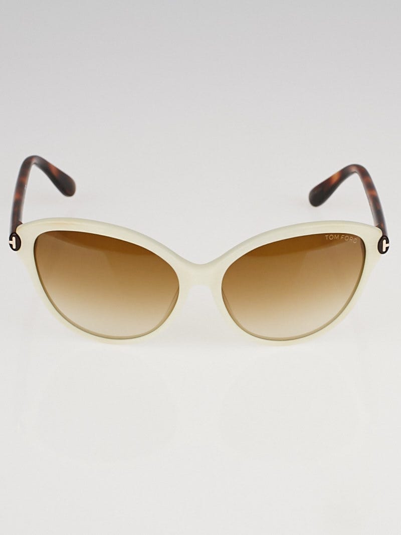 Tom Ford White Acetate Cat-Eye Priscila Sunglasses- TF 342