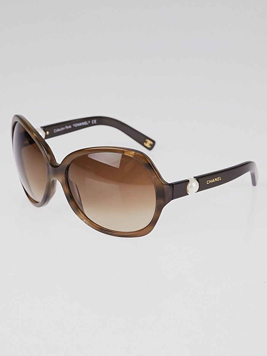 Chanel Brown Frame Brown Tint Pearl Sunglasses 5141-H - Yoogi's Closet