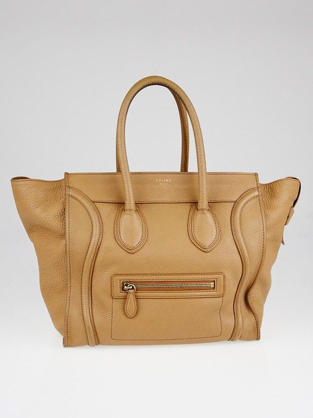 Celine Camel Pebbled Leather Mini Luggage Tote Bag