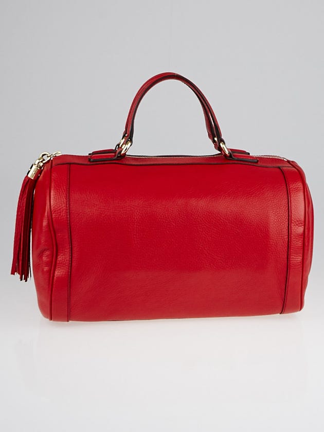 Gucci Red Pebbled Leather Soho Boston Bag