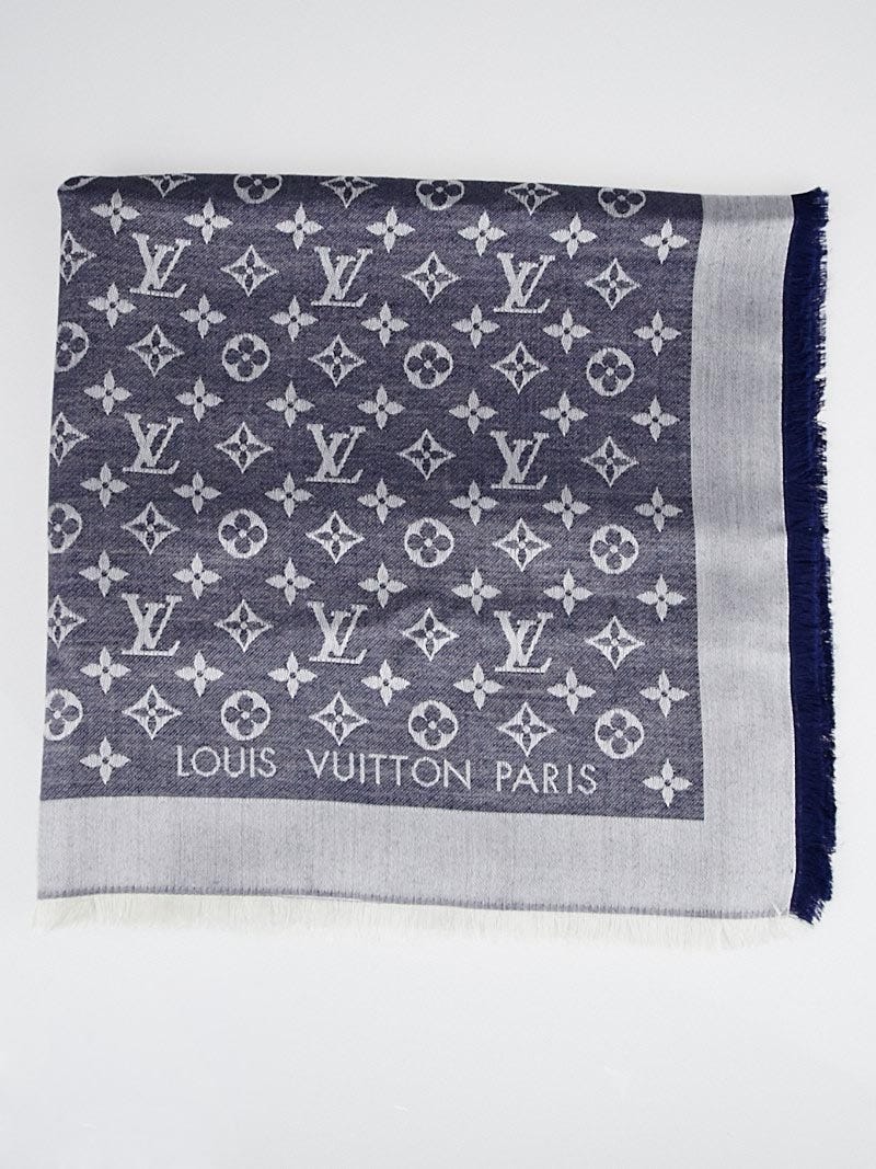 コリアグランドセール Louis Vuitton Blue Monogram Denim Silk/Wool Shawl Scarf 小物