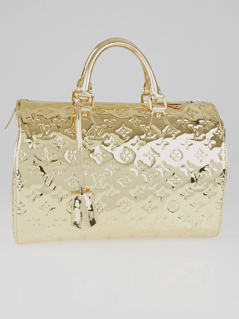 Pre-owned Louis Vuitton 2006 Limited Edition Monogram Miroir Speedy 30 Tote  Bag In Gold