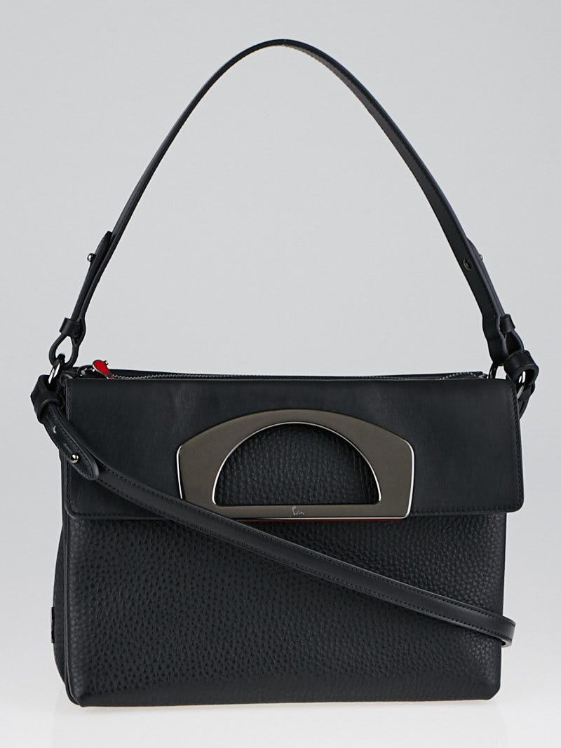 Christian Louboutin Black Pebbled Leather Passage Messenger Bag