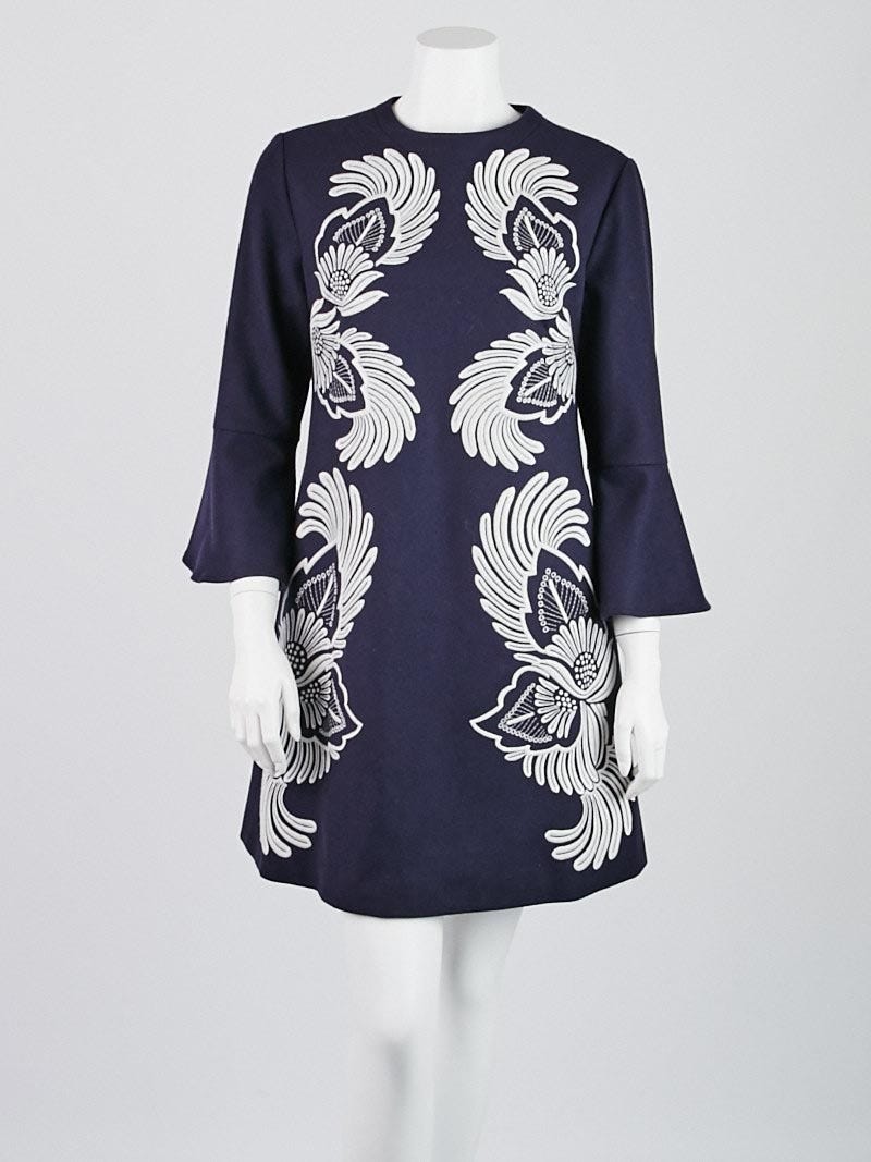 Stella McCartney Navy Blue Wool Blend Embroidered Dress Size 8/42 | Yoogi's  Closet