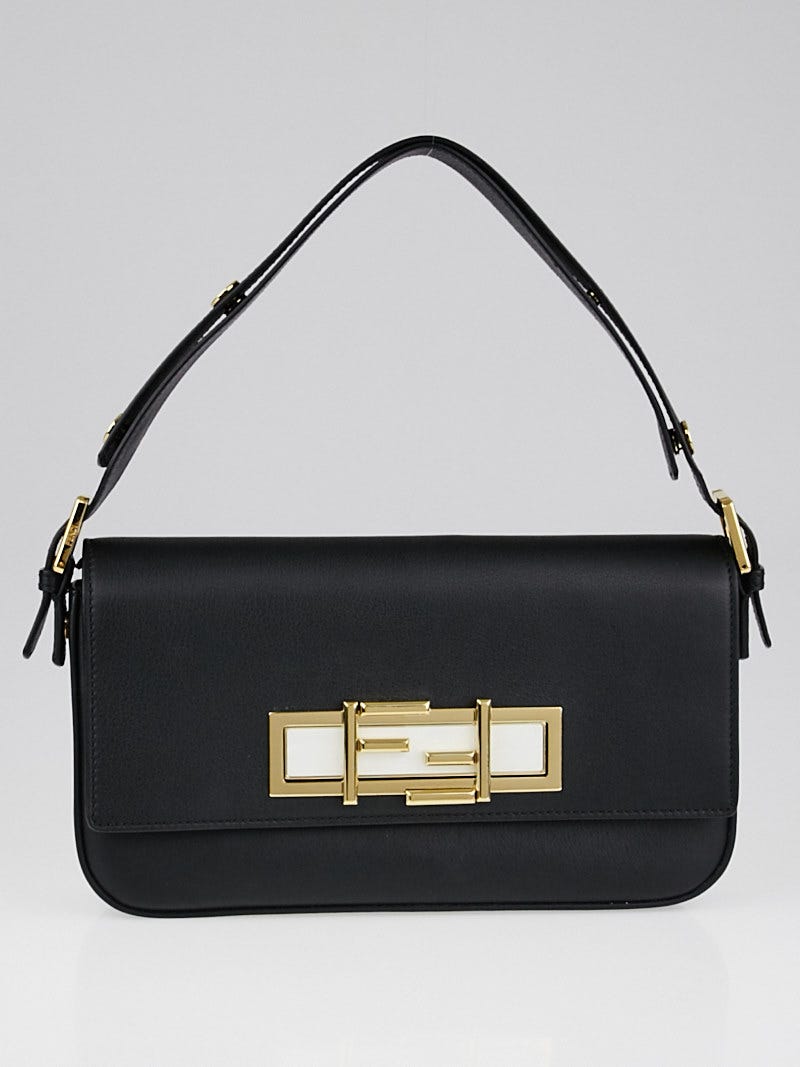 Fendi Black Calfskin Leather 3Baguette Shoulder Bag 8BR270