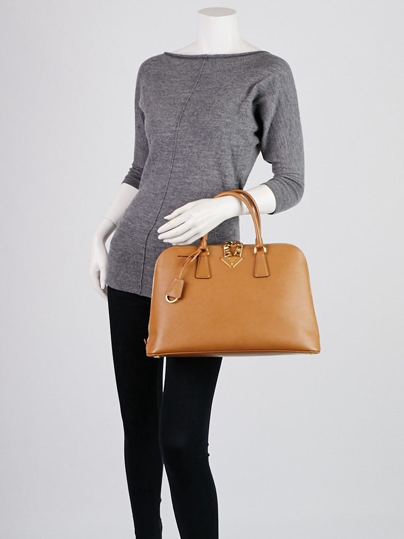 Prada Caramel Saffiano Lux Leather Top Handle Bag BL0812