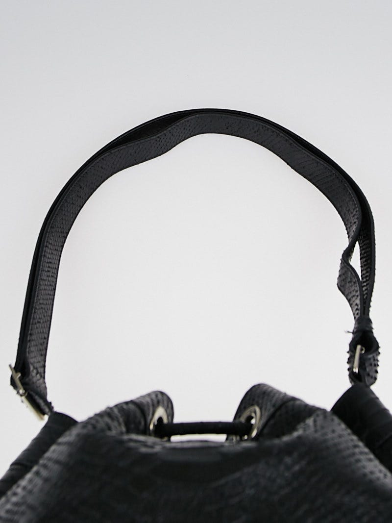 Yves Saint Laurent Black Python Embossed Leather Sac Rider