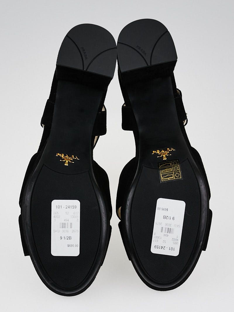 Prada Black Suede Platform Sandals Size 9.5 | Yoogi's Closet