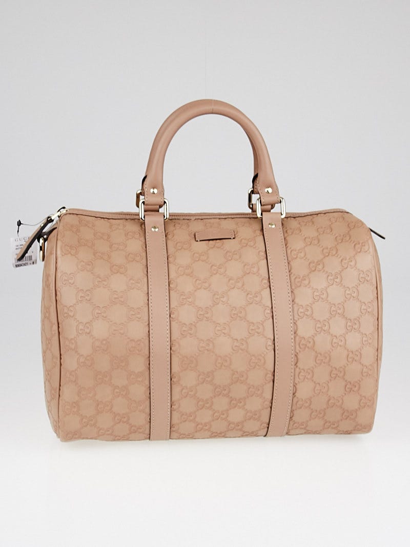 Gucci Beige Leather and Guccissima Trim Medium Joy Boston Bag w/ Shoulder Strap