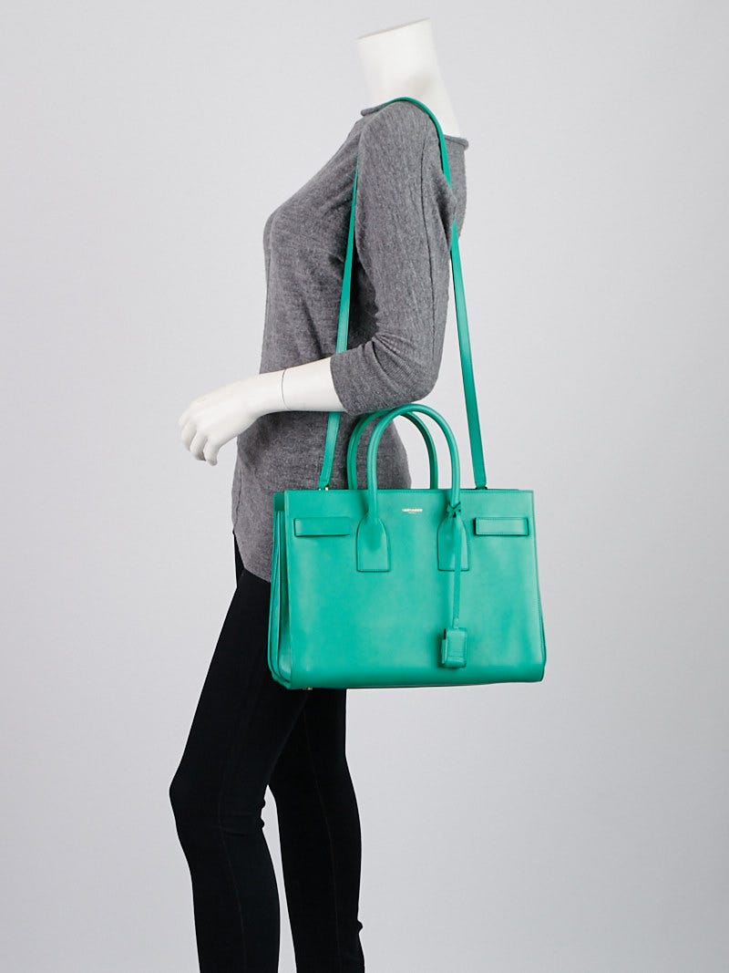 Yves Saint Laurent Green Smooth Calfskin Leather Small Sac de Jour Bag -  Yoogi's Closet