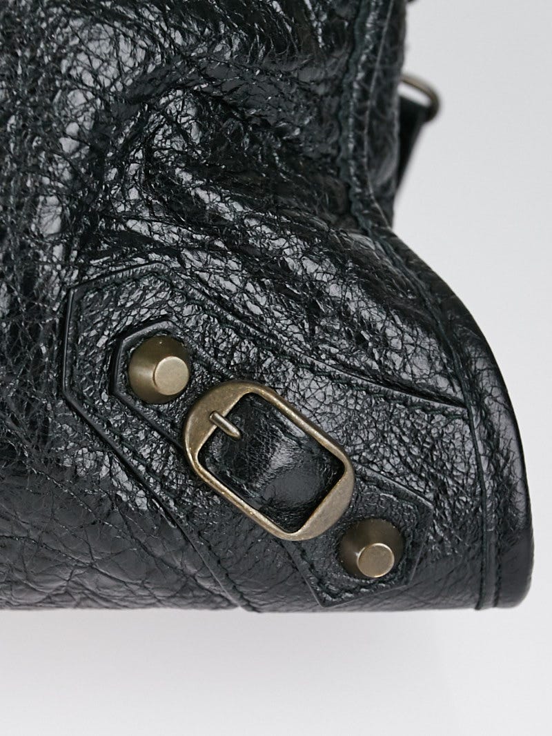 Balenciaga Black Lambskin Leather Motorcycle City Bag