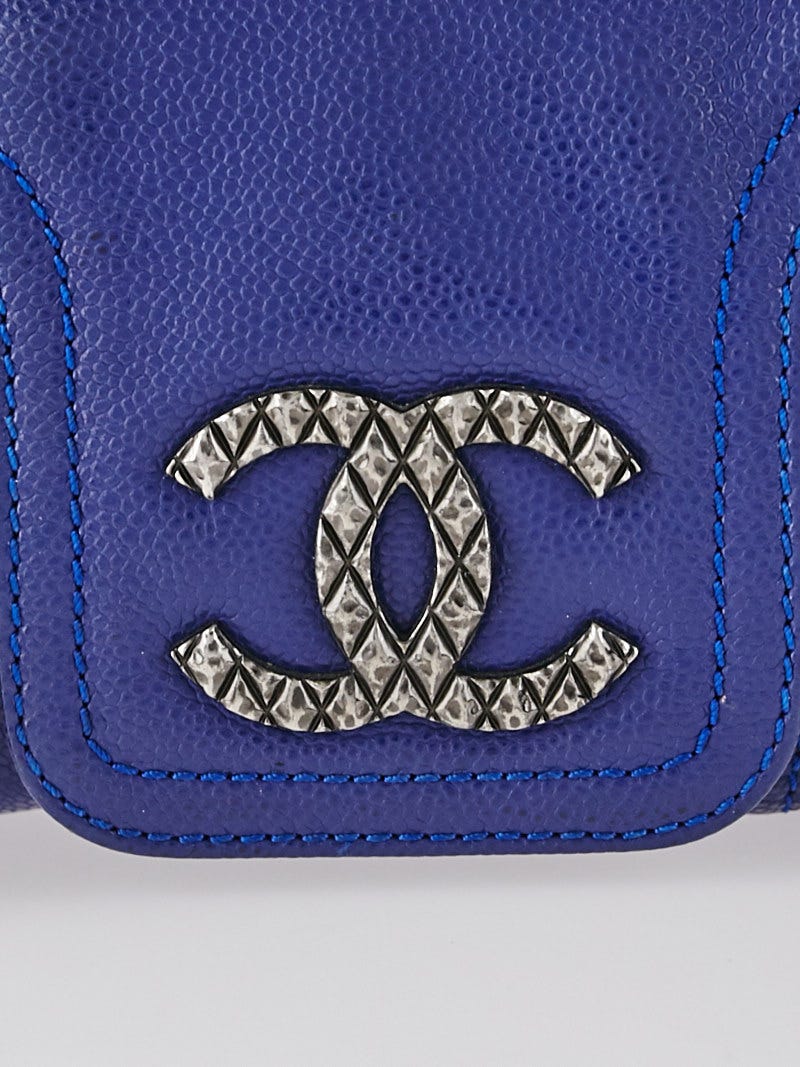 Chanel Blue Glazed Caviar Leather Multi-Pocket Shoulder Bag - Yoogi's Closet