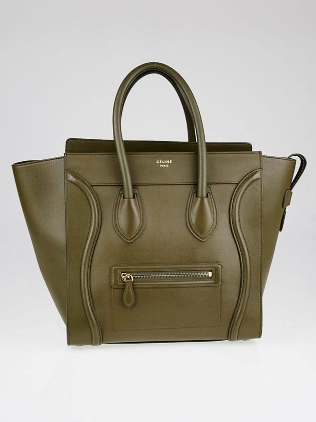 Celine Olive Calfskin Leather Mini Luggage Tote Bag