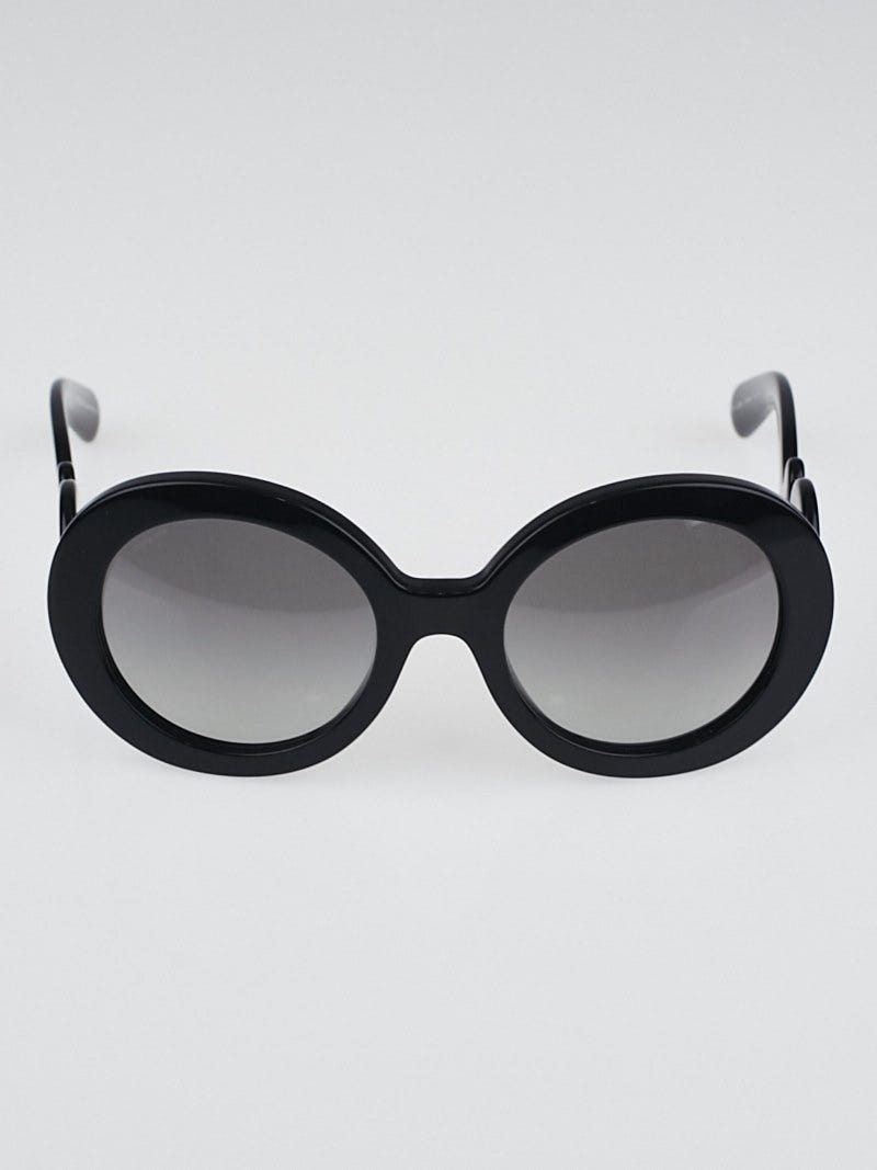 Prada Black Gloss Oversized Round Sunglasses Prada Sunglasses Swirl Baroque Round Black PR27NS SPR 27N  main image 4