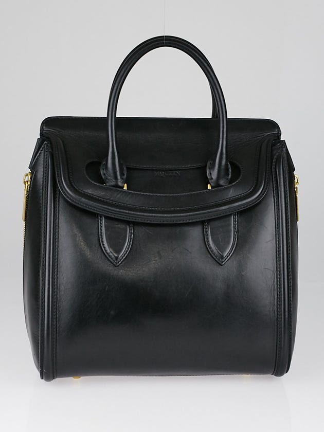 Alexander McQueen Black Leather Heroine Satchel Bag