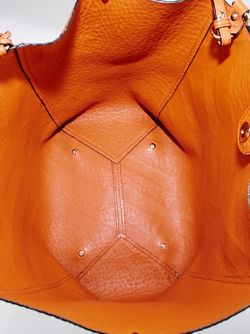Burberry Orange Embossed Check Leather Small Canterbury Tote Bag