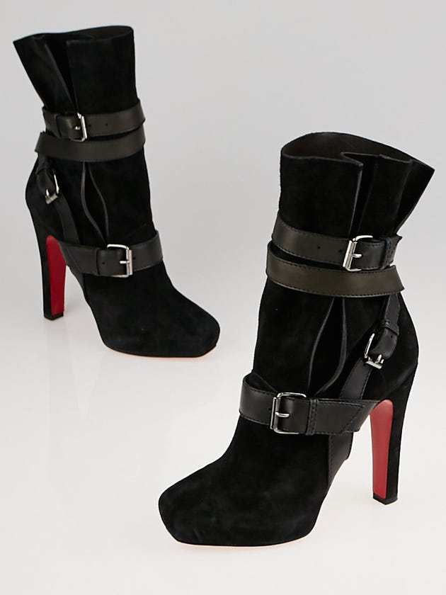 Christian Louboutin Black Suede Guerriere 120 Boots Size 7.5/38