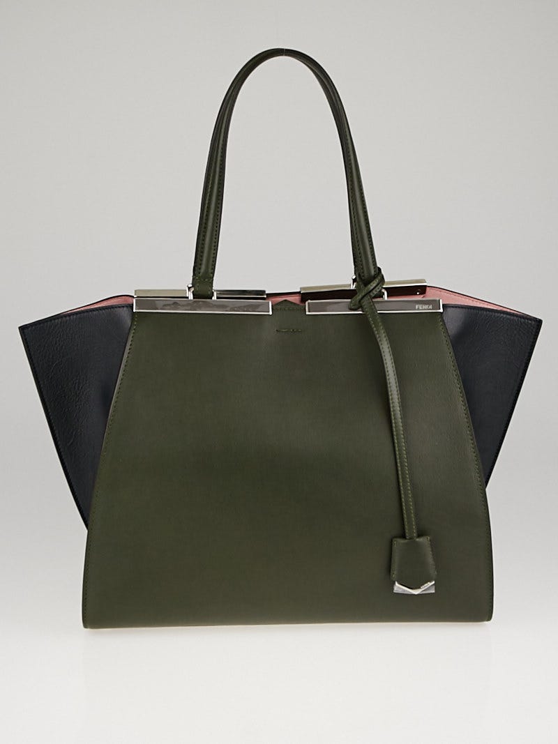 Fendi Green/Grey Leather Grande 3Jours Tote Bag 8BH280 | Yoogi's