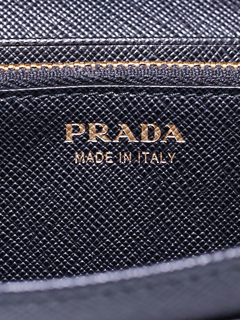 Prada Black Saffiano Metal Leather Wallet on Chain Clutch