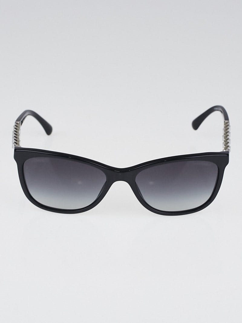 Chanel Black Frame Wayfarer Chain CC Sunglasses- 5260-Q - Yoogi's Closet