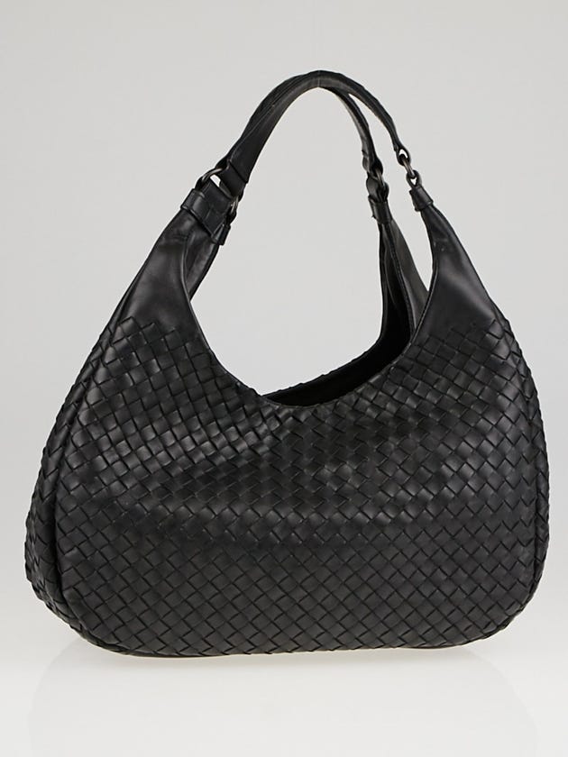 Bottega Veneta Black Woven Leather Medium Campana Bag