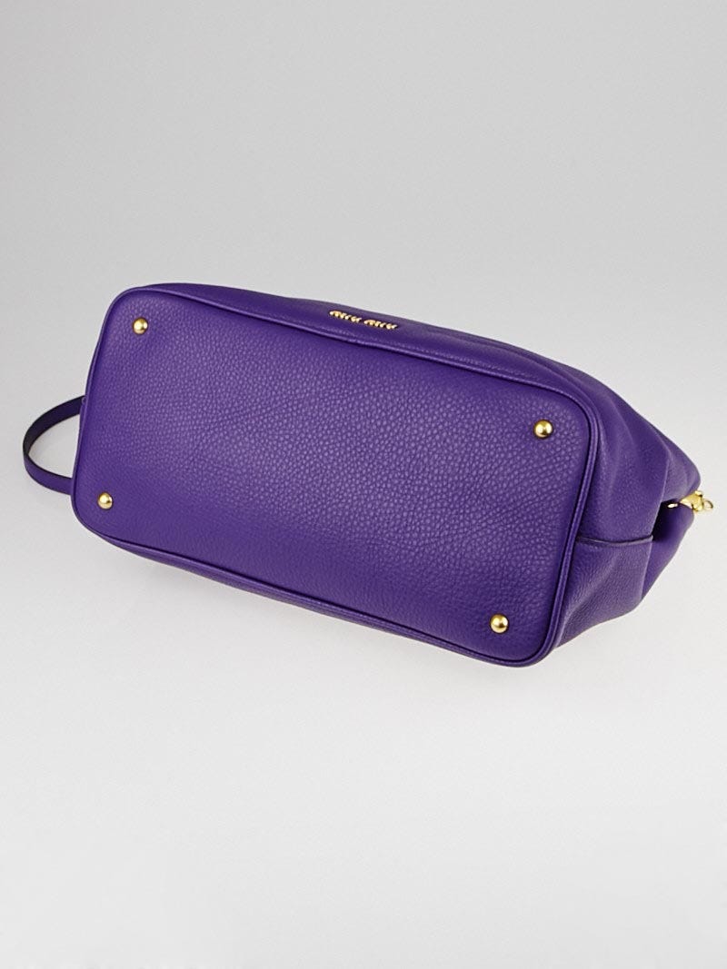 バッグ Miu Miu Leather Tote Bag Purple Miu Miu Purple Leather Two Way Handbag – I MISS YOU VINTAGE