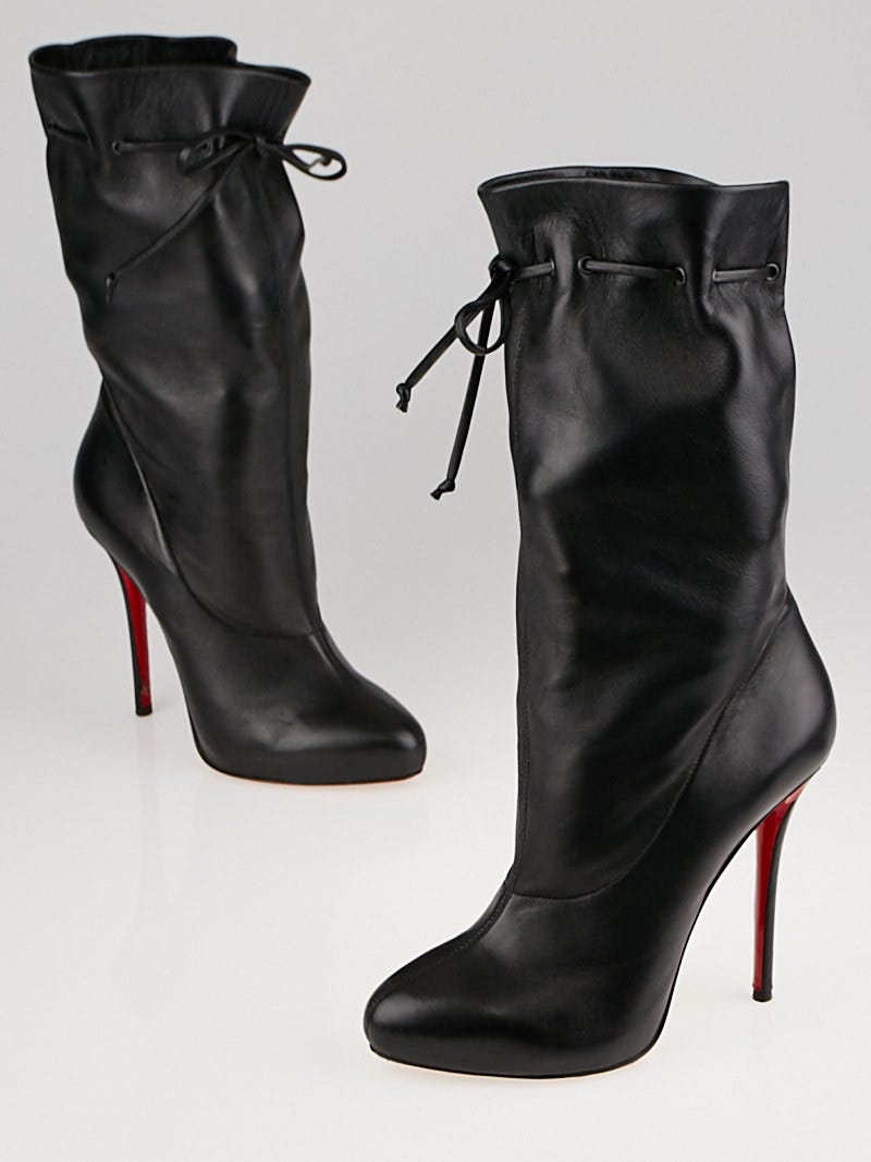 Christian Louboutin Black Leather Scrunch Boots Size 9.5/40