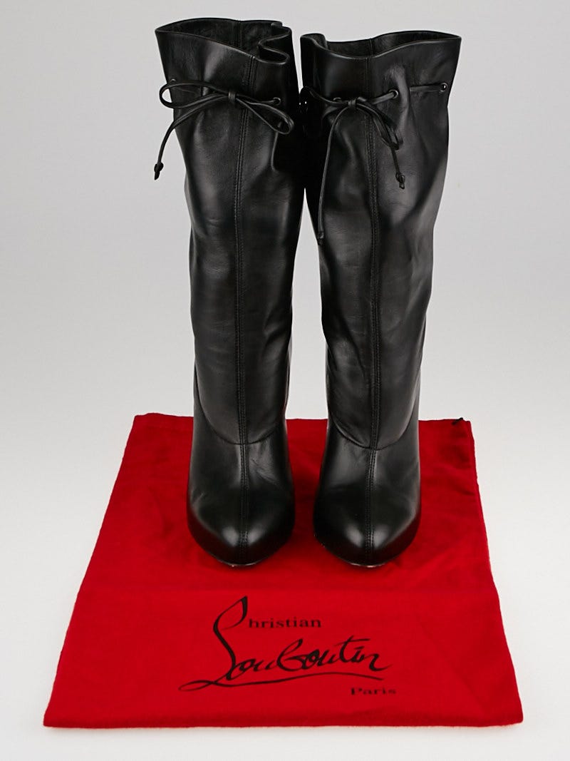 Christian Louboutin Black Leather Scrunch Boots Size 9.5/40