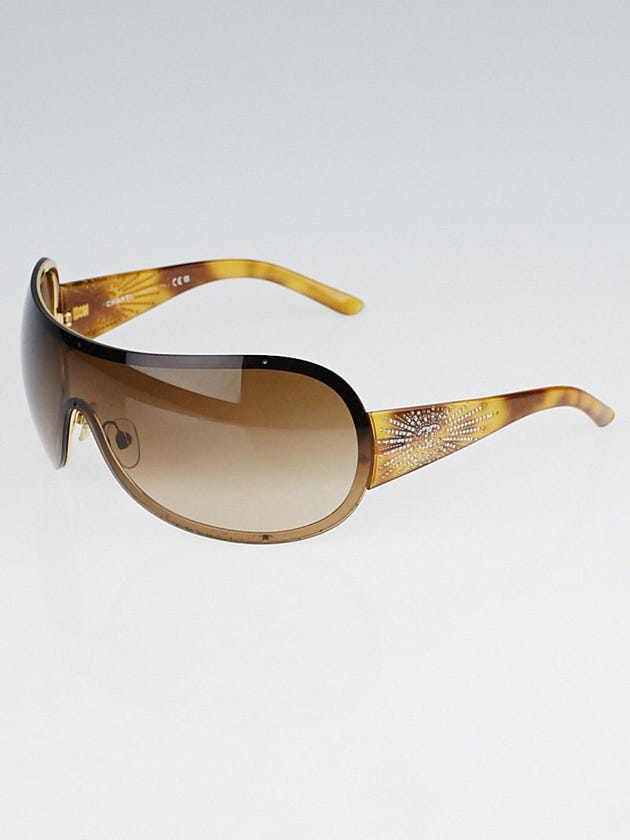 Chanel Tortoise Shell and Crystal CC Shield Sunglasses-4148-B