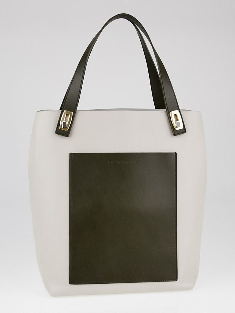 Balenciaga Gris Acier Olive Calfskin Leather Pocket Tote S Bag Yoogi s Closet