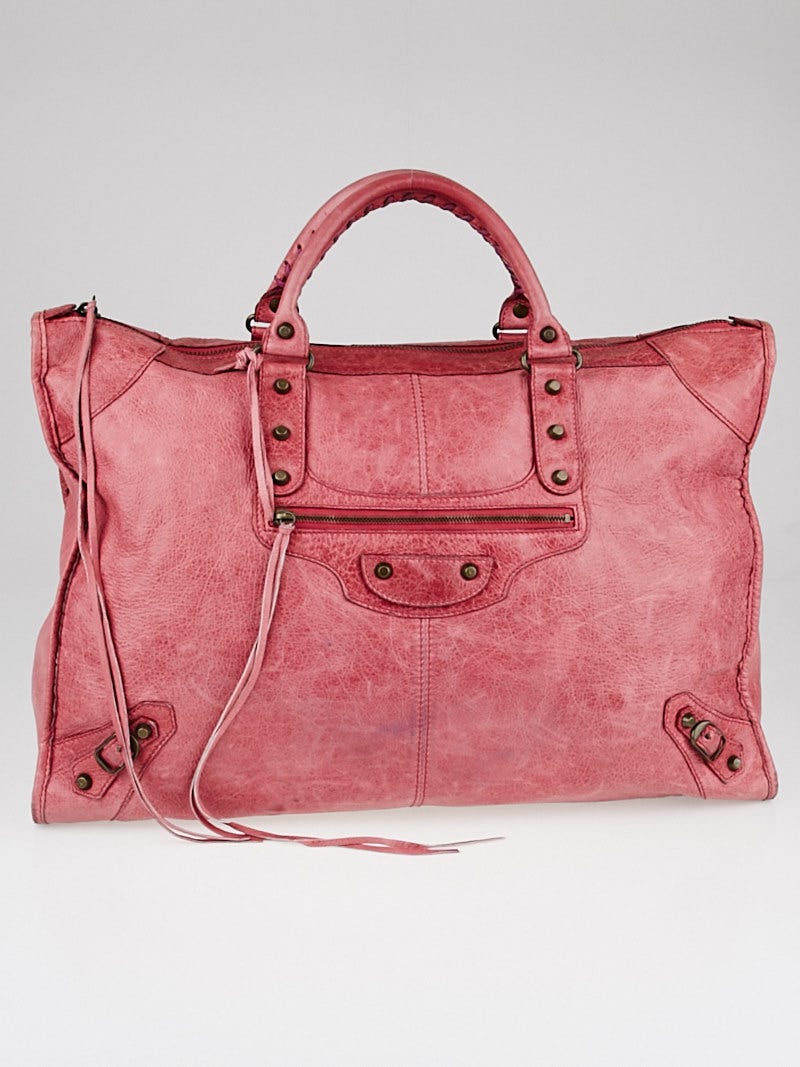 Balenciaga Rose Chevre Leather Weekender Bag Yoogi s Closet