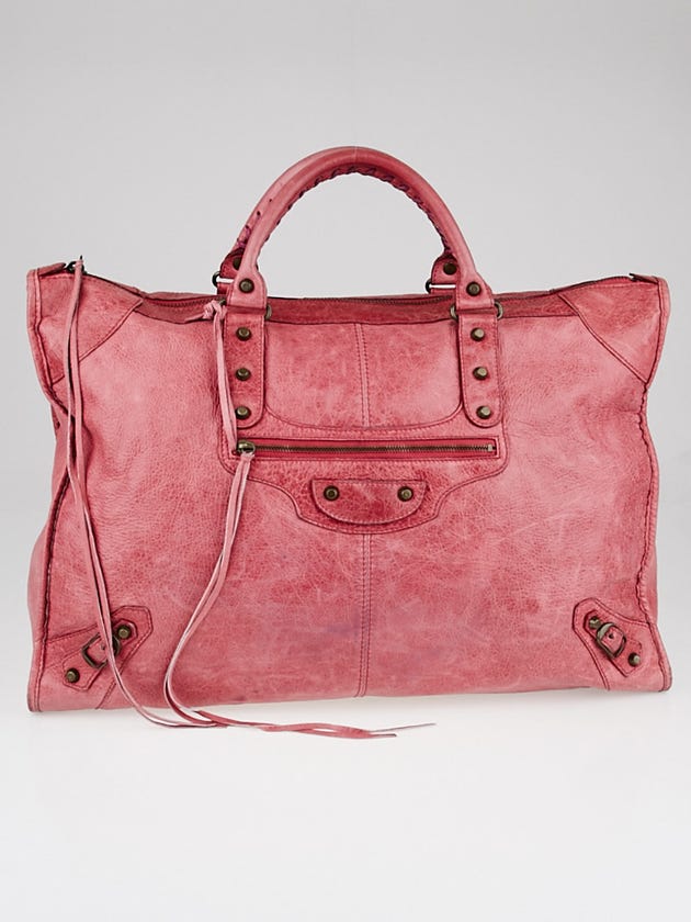 Balenciaga Rose Chevre Leather Weekender Bag