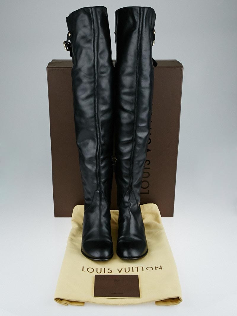 Louis Vuitton Black Leather Knee-High Boots Size 7/37.5 - Yoogi's Closet