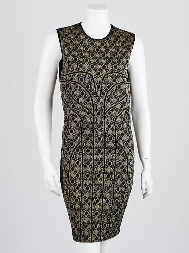 Alexander McQueen Gold/Black Viscose Blend Knit Sleeveless Dress Size XL