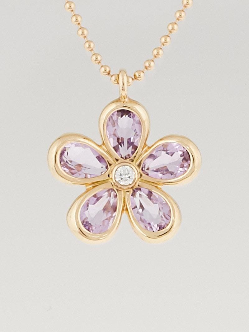 Tiffany Co. 18k Yellow Gold and Amethyst Garden Flower Pendant