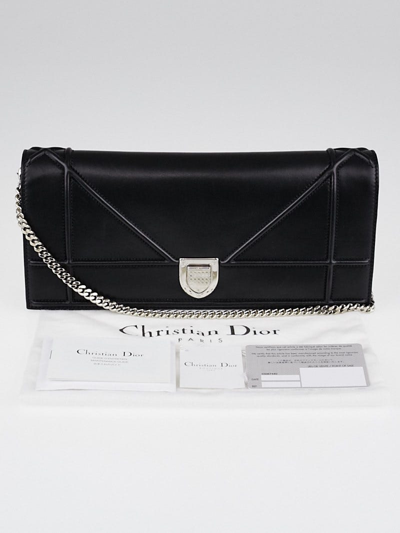 Christian Dior Black Lambskin Leather Diorama Pochette Clutch Bag Yoogi s Closet