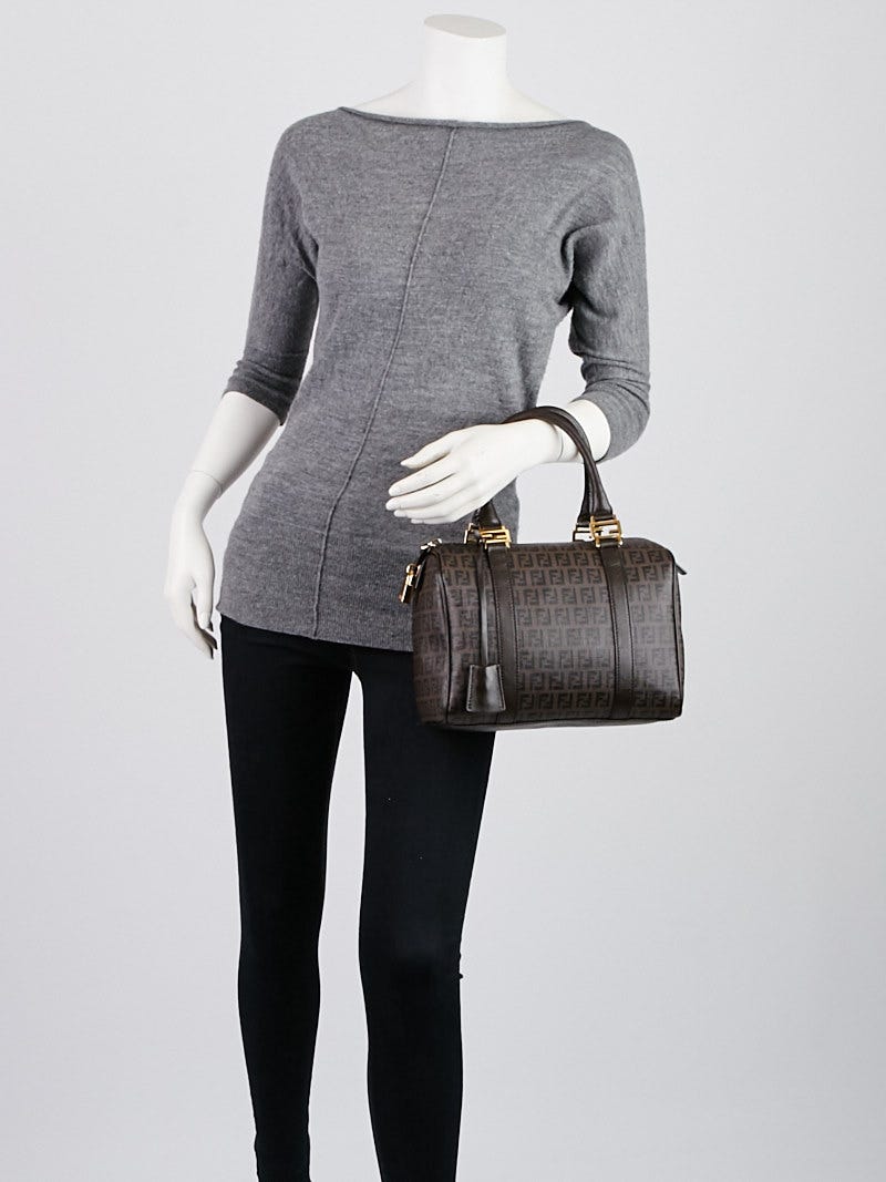 Fendi Noccino Zucchino Spalmati Coated Canvas Forever Bauletto