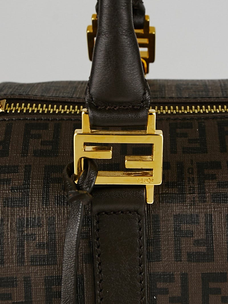 Fendi Noccino Zucchino Spalmati Coated Canvas Forever Bauletto