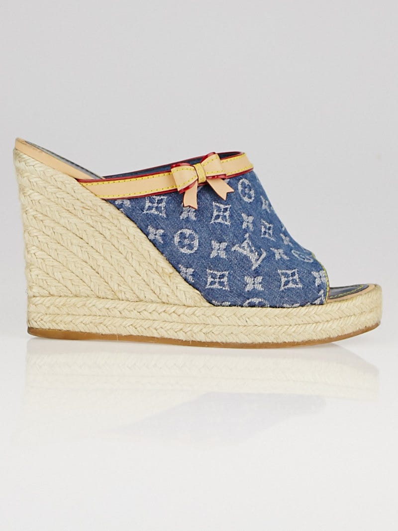 Louis Vuitton Light Blue Monogram Denim Espadrille Slingback Wedge Sandals  Size 40 - ShopStyle