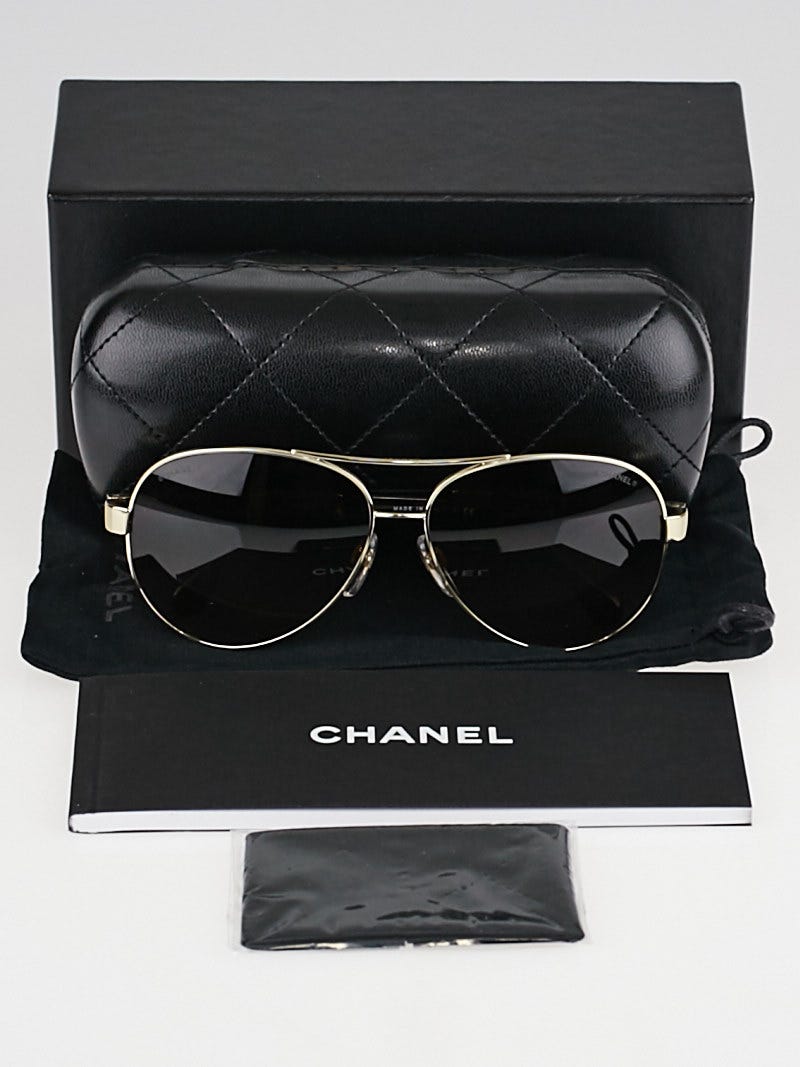 シャネルサングラス4195 Chanel Lambskin Quilted CC Aviator Sunglasses 4195-Q Black 1857126
