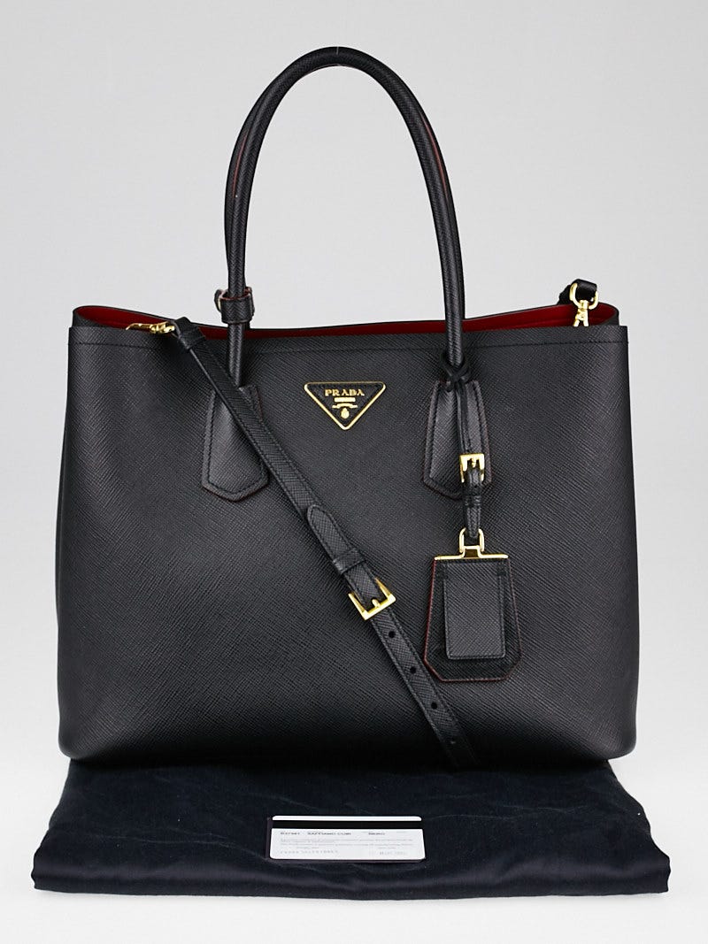 Prada Black Saffiano Leather Double Handle Tote Bag B2756T