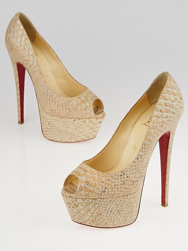 Christian Louboutin Natural Snake Embossed Cork Jamie 160 Pumps