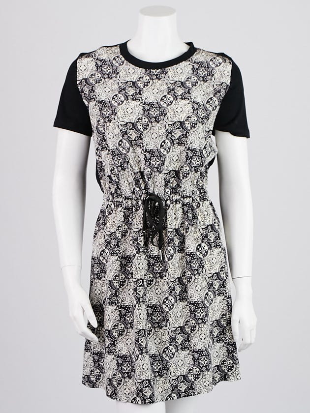 Louis Vuitton Black/White Monogram Print Silk Dress Size 0/34