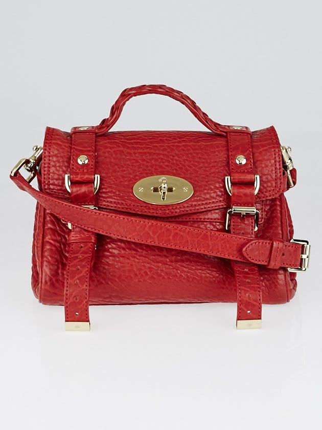 Mulberry Red Shrunken Calf Leather Mini Alexa Satchel Bag