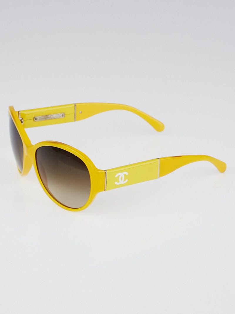 Chanel Yellow Frame CC Logo Sunglasses - 5229Q | Yoogi's Closet