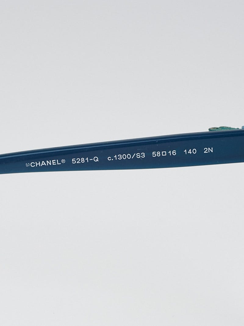 Chanel Turquoise Cat Eye Frame Bow Sunglasses - 5281-Q | Yoogi's