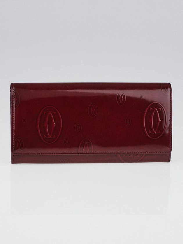 Cartier Red Patent Calfskin Leather Happy Birthday Long Wallet